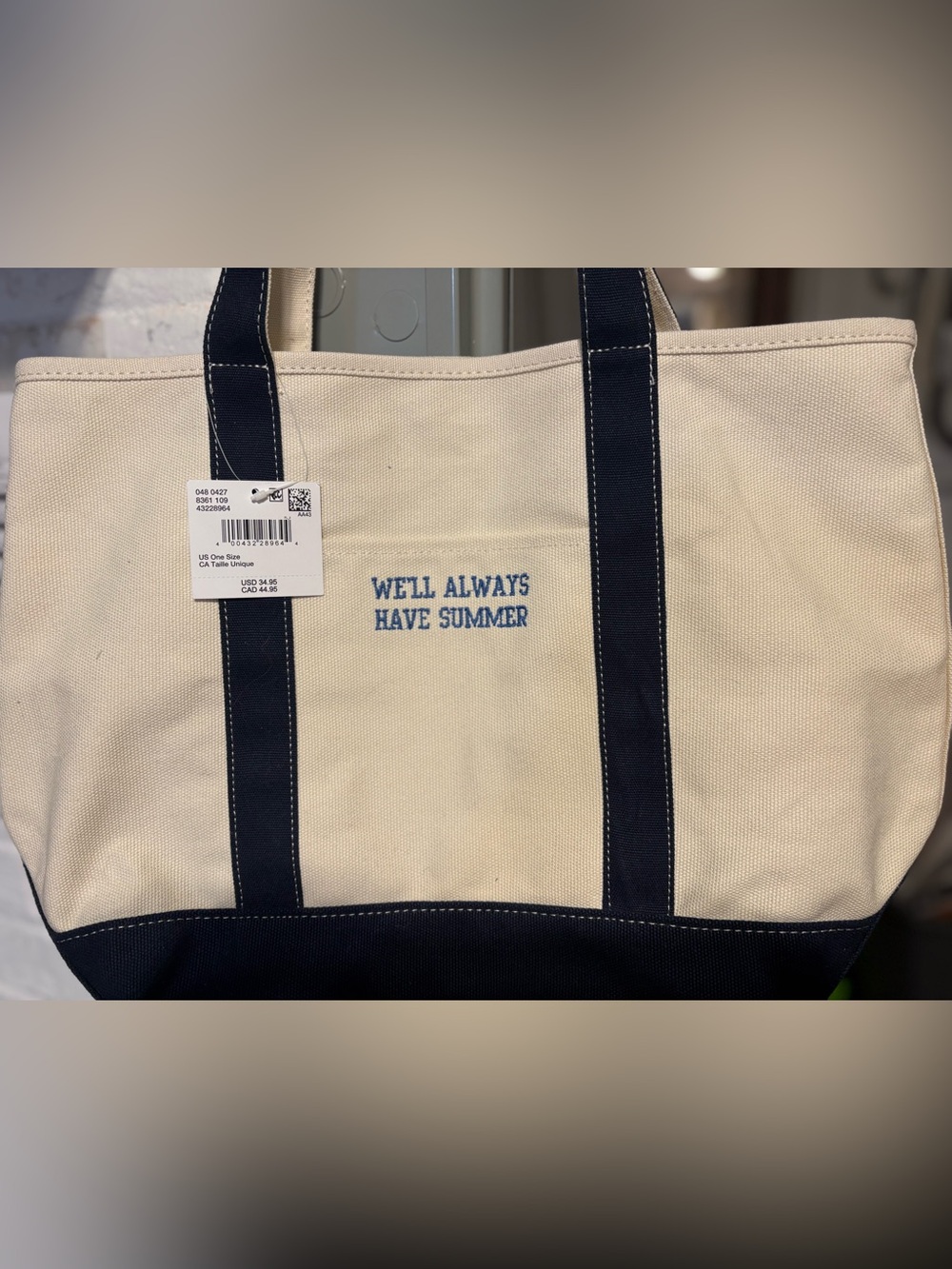 American Eagle Outfitters Canvas Tote Bag - Navy & Cream